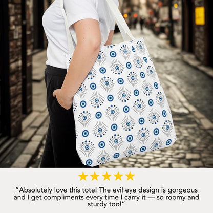 Greek Evil Eye Protection Tote Bag Aesthetic Evil Eye Pattern Tote Bag Good Luck Charm Gift for Her Everyday Use Tote Spiritual Symbol Tote