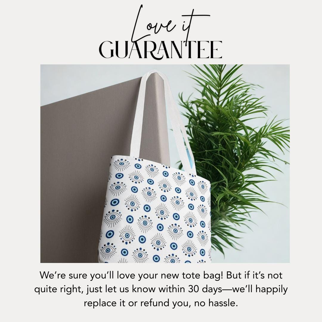 Greek Evil Eye Protection Tote Bag Aesthetic Evil Eye Pattern Tote Bag Good Luck Charm Gift for Her Everyday Use Tote Spiritual Symbol Tote