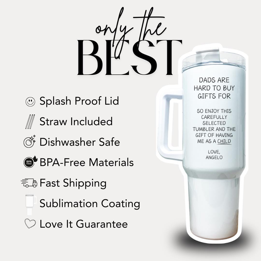 Funny Dad Mug Gift Personalized Father's Day Gift from Kids 40oz Tumbler Handle with Straw Mom Life Dad Life Humor Gift for Dad Travel Mug