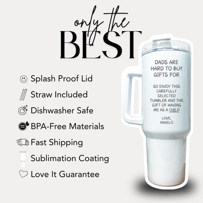 Funny Dad Mug Gift Personalized Father's Day Gift from Kids 40oz Tumbler Handle with Straw Mom Life Dad Life Humor Gift for Dad Travel Mug