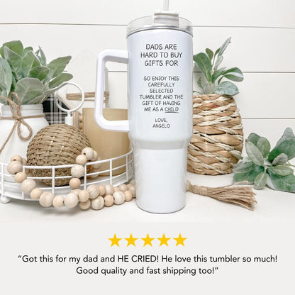 Funny Dad Mug Gift Personalized Father's Day Gift from Kids 40oz Tumbler Handle with Straw Mom Life Dad Life Humor Gift for Dad Travel Mug