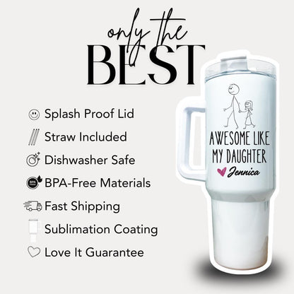 Personalized Dad Mug from Daughter Father's Day Gift from Kids 40oz Tumbler Handle with Straw Gift for Dad Stepdad Grandpa Dad Travel Mug