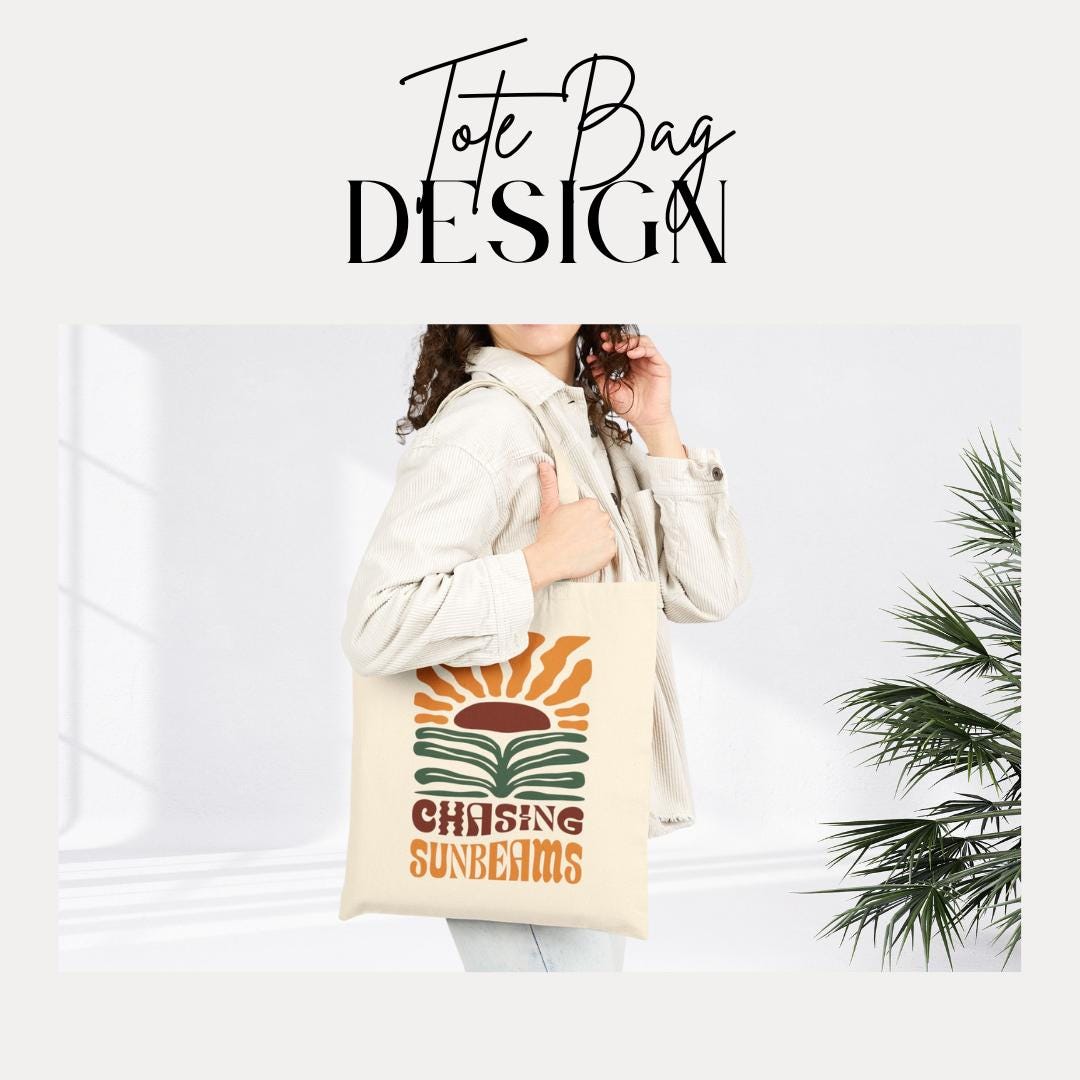 Chasing Sunbeams Cotton Canvas Tote Bag Eco-Friendly Shopper Beach Lover Bag Gift for Her Summer Beach Bag Essentials Reusable Grocery Bag