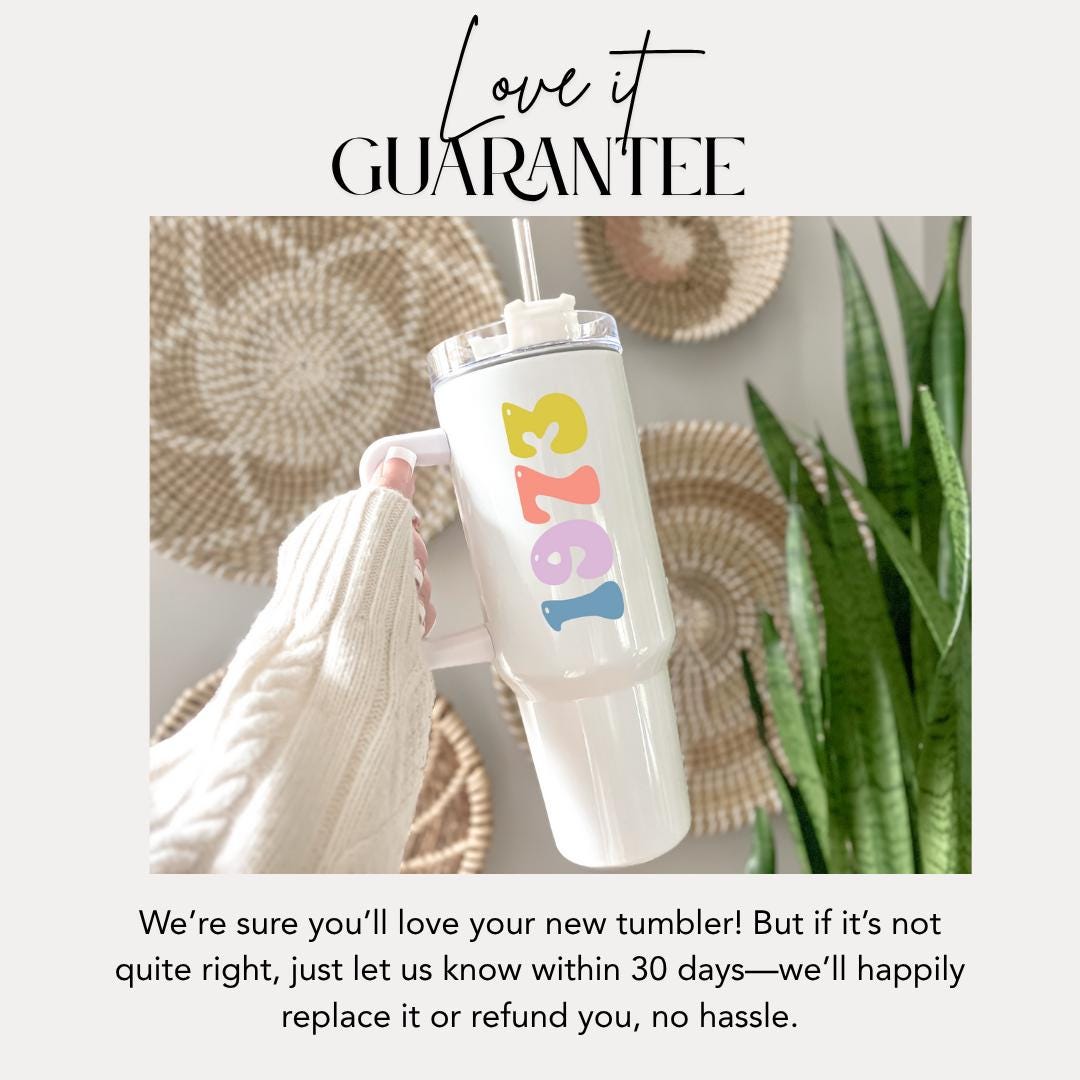 Personalized Birth Year Tumbler 40oz with Straw Custom Gift for Her Mom  Bestie Birthday Gift Idea Cute Custom Cup for Coffee Hydration Gift