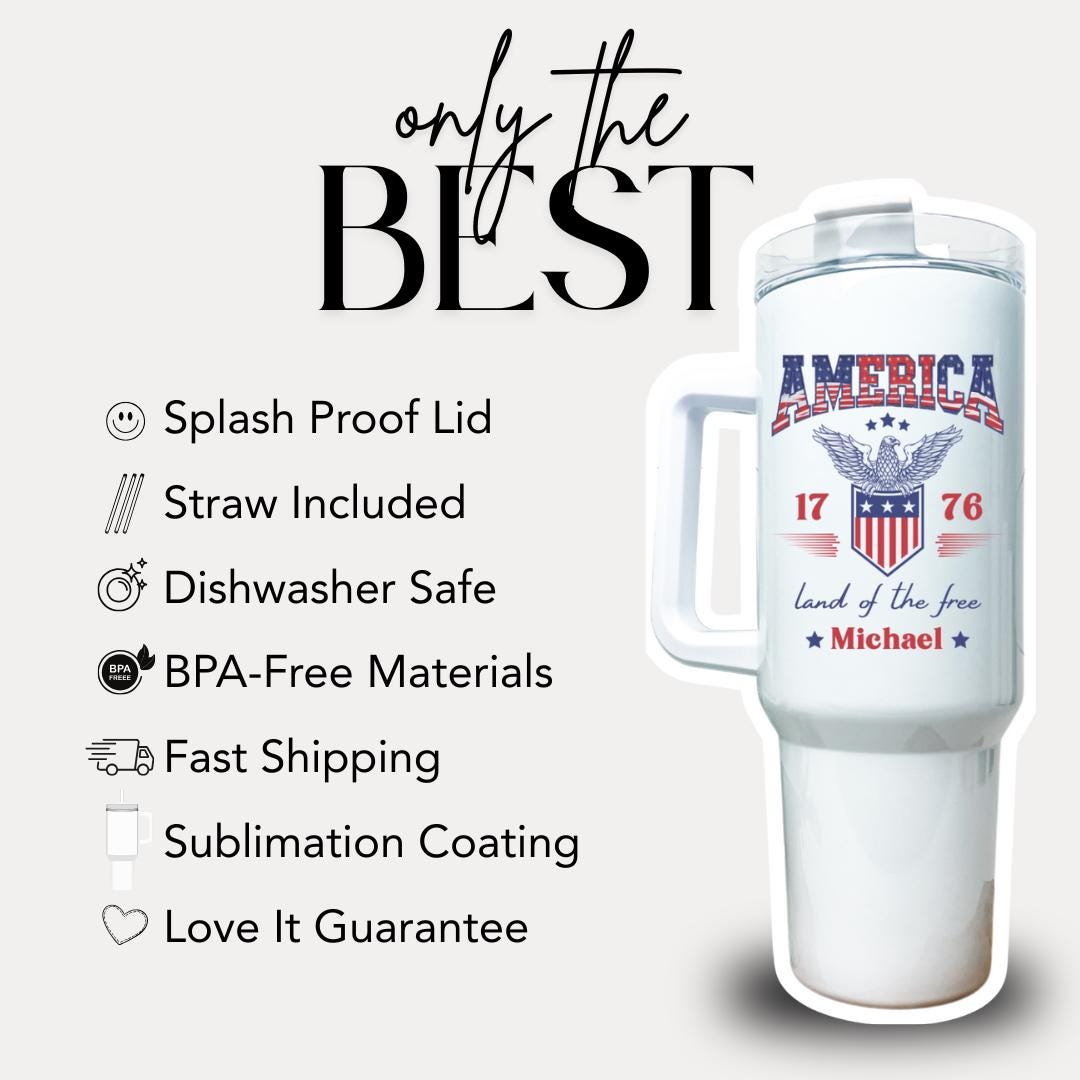 Personalized Proud Army Dad Tumbler 40 oz Military Support Gift with Handle & Straw Custom Name Travel Mug Patriotic Veteran Gift for Family