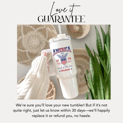 Personalized Proud Army Dad Tumbler 40 oz Military Support Gift with Handle & Straw Custom Name Travel Mug Patriotic Veteran Gift for Family