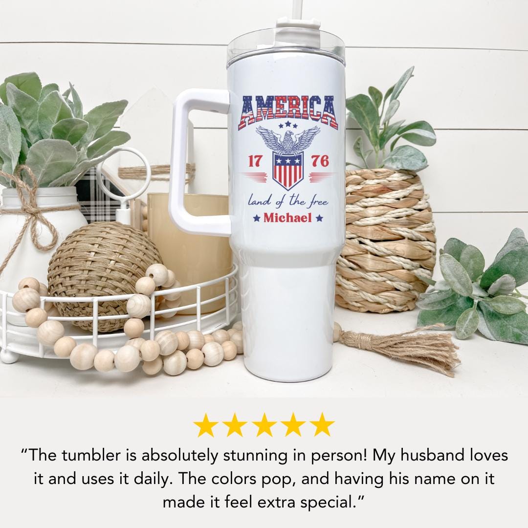 Personalized Proud Army Dad Tumbler 40 oz Military Support Gift with Handle & Straw Custom Name Travel Mug Patriotic Veteran Gift for Family