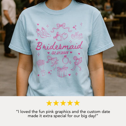 Personalized Bridesmaid Comfort Colors T-Shirt Cute Bridal Party Tee Wedding Gift Engagement Shirt Bachelorette Party Gift for Bridesmaids
