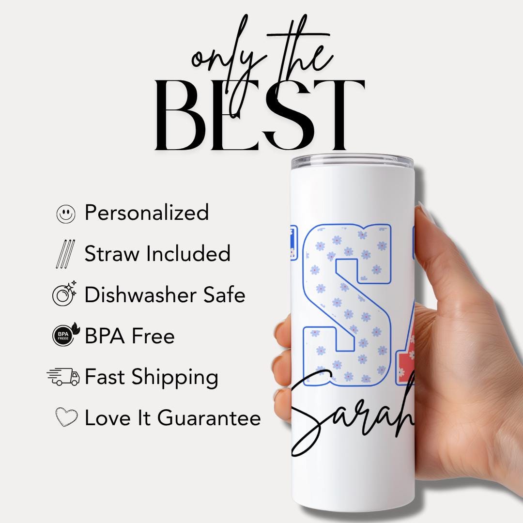 Personalized US Memorial Day Tribute Tumbler – 20oz Skinny Tumbler Travel Mug 4th of July Gift for Women Skinny Cup for Patriotic Girls