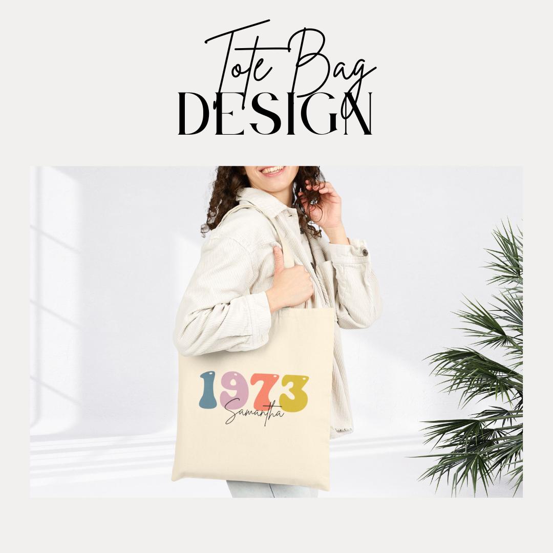 Personalized Retro Cotton Canvas Bag Custom Birthday Gift Idea for Her Reusable Eco Tote for Shopping or Books Tote for Women Gift for Mom