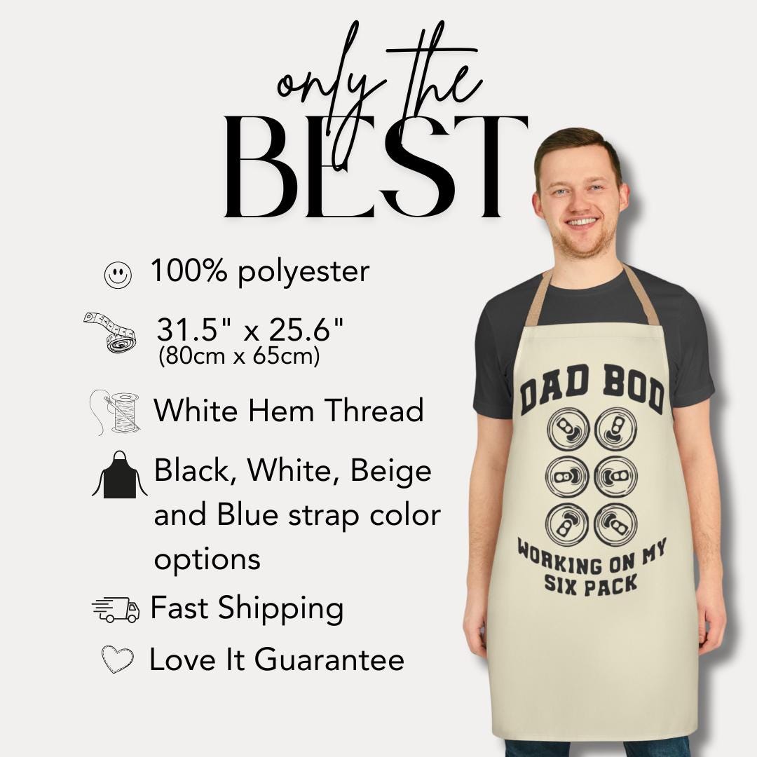 Dad Bod Apron Funny BBQ Apron for Men Working On My Six Pack Beer Can Design Gift for Fathers BBQ Grilling Apron  Father's Day Gift Idea