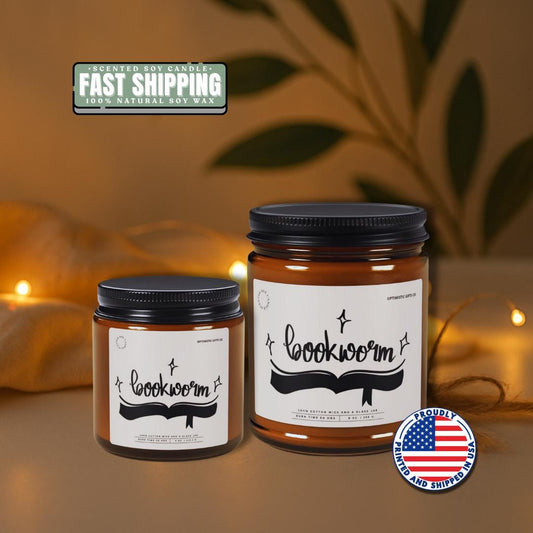 Bookworm Scented Soy Candle Reading Candle Gift Literary Quote Candle Bookish Decor for Home Library Bookworm Gift Idea Book Club Candle