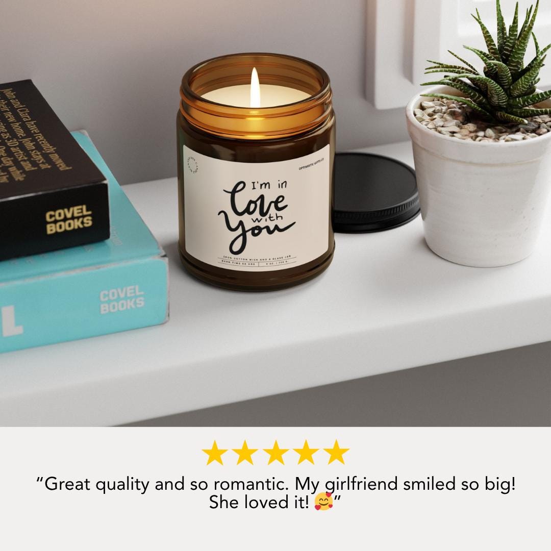 Scented Soy Candle: I'm in Love with You Romantic Gift for Him or Her Couple Gift Idea Anniversary Gift Valentine's Day Candle Love Candle