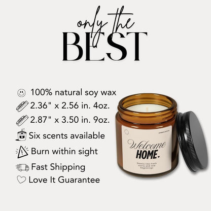 Welcome Home Scented Soy Candle Housewarming Gift Idea Cozy Home Candle New Home Gift Candle Home Blessing Candle Moving Gift for Her or Him