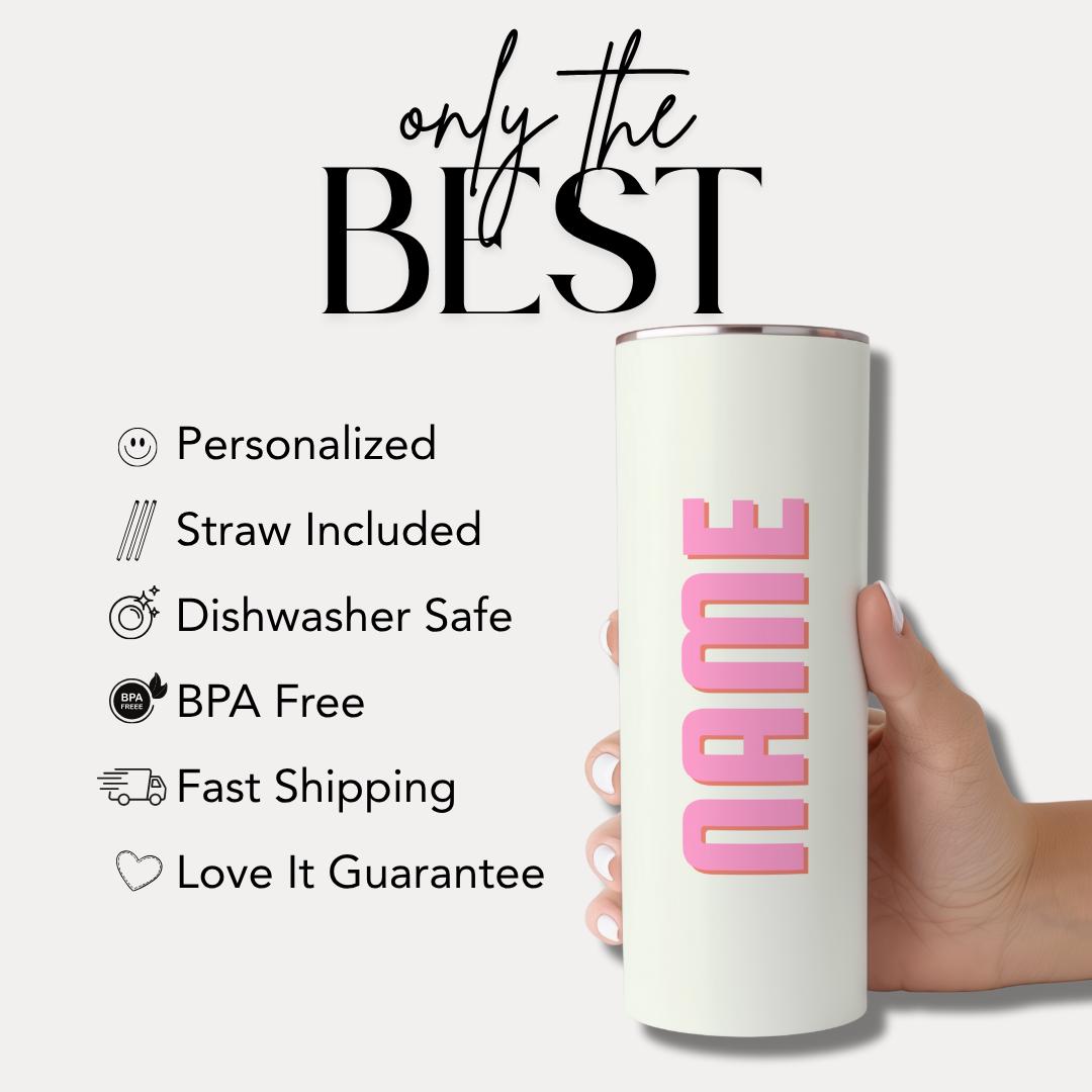 Personalized Bridesmaid Tumbler 20oz Skinny Tumbler with Straw Custom Gifts for Her, Teacher, Mom, Nurse, Friends Unique Birthday Gift