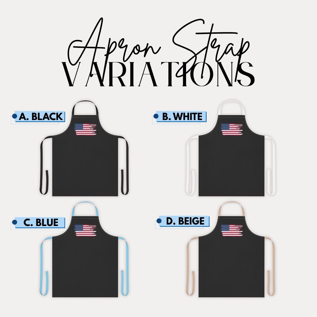 Patriotic Apron with 5-Color Straps | Ideal for BBQs, Grilling, Cooking Classes, Independence Day, Gift for Chefs