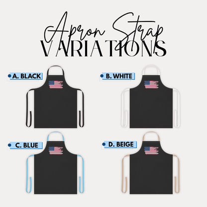 Patriotic Apron with 5-Color Straps | Ideal for BBQs, Grilling, Cooking Classes, Independence Day, Gift for Chefs