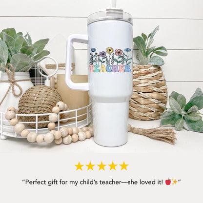 Personalized Teacher 40oz Tumbler with Straw Teacher Appreciation Gifts Back to School or Thank You Teacher Gift Teacher Travel Coffee Mug