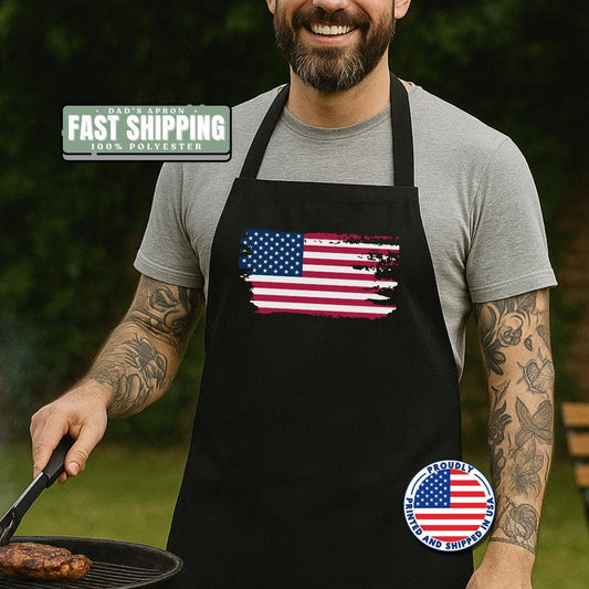 Patriotic Apron with 5-Color Straps | Ideal for BBQs, Grilling, Cooking Classes, Independence Day, Gift for Chefs