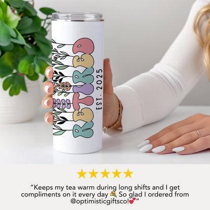 Personalized Retirement Tumbler 2025 20oz Skinny Tumbler with Straw Cute Gift for Retired Teacher, Nurse, Mom, Coworker Travel Cup for Women