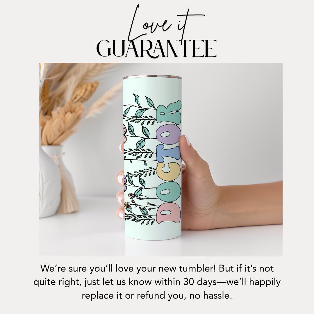 Personalized Doctor 20 oz Skinny Tumbler with Straw Floral Medical School Grad Gift Doctor Appreciation Mug Travel Cup for Women in Medicine