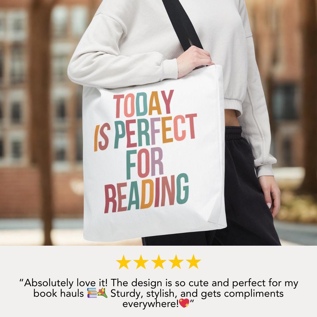 Reading Enthusiast Tote Bag 18"x18" Bookish Tote for Readers Gift for Book Lovers Stylish Bookworm Tote Bag Reading Gift Idea Book Lover Bag