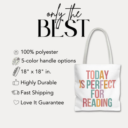 Reading Enthusiast Tote Bag 18"x18" Bookish Tote for Readers Gift for Book Lovers Stylish Bookworm Tote Bag Reading Gift Idea Book Lover Bag