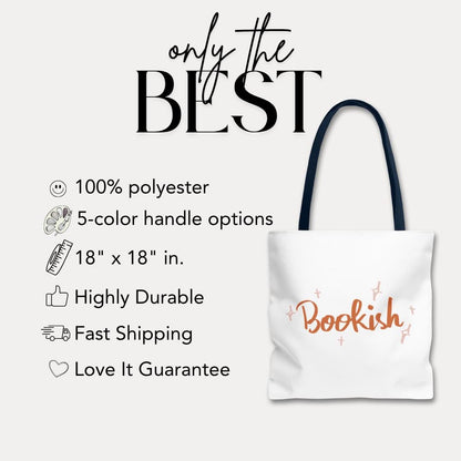 Bookish Tote Bag 18"x18" Aesthetic Reading Tote for Book Lovers Everyday Carry Book Bag Book Club Bag Bookworm Gift Everyday Tote Bag