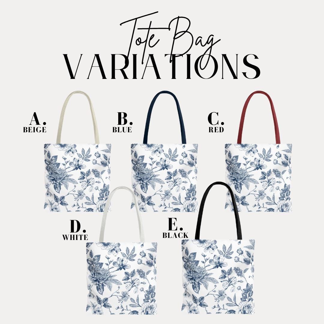 Elegant Blue Floral Tote Bag 18x"18" Stylish Eco-Friendly Shoulder Bag Unique Gift for Women Bridesmaid Bag Lightweight Travel Tote Bag