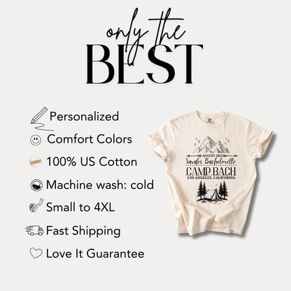 Personalized Bachelorette Camping T-shirt Comfort Colors Custom Bulk Camp Bach Bachelorette Shirt Bridal Party T-Shirt Bride Tribe Gift Idea