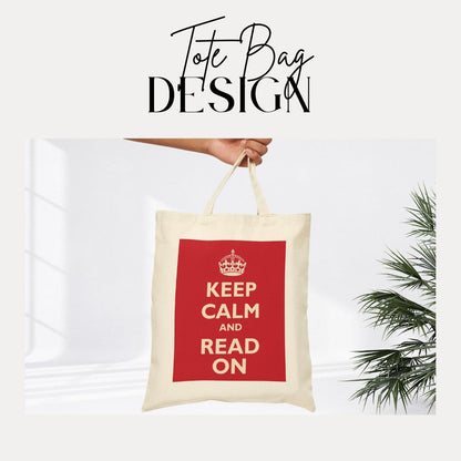 Keep Calm and Read On Tote Bag Cotton Canvas Tote Book Lover Gift Canvas Bag for Readers Tote Bag Unisex Bookish Gift Bag for Bookworms