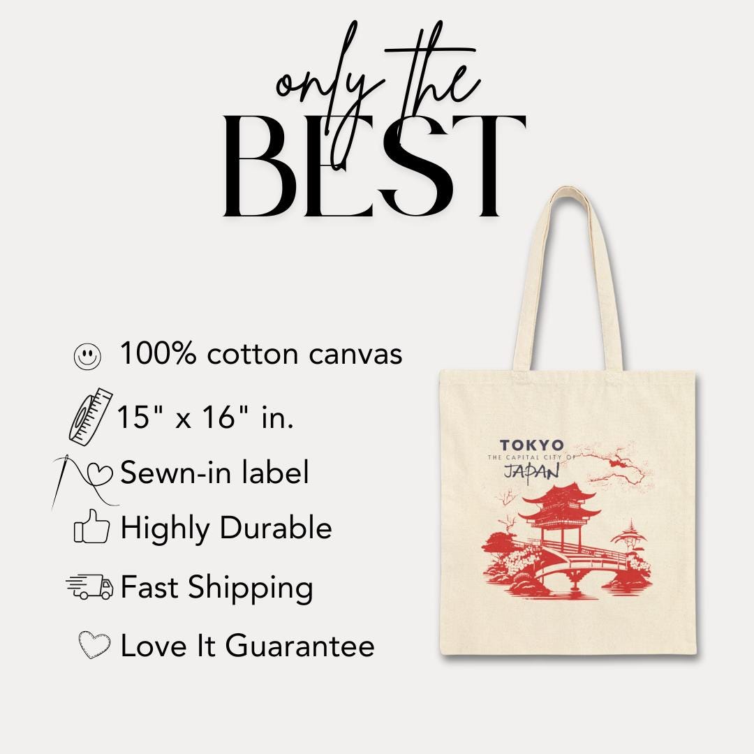 Tokyo Japan Scene Cotton Canvas Tote Bag Cherry Blossom Tote Bag Japan Tote for Travel Lovers Cultural Souvenir Gift from Tokyo Gift for Her