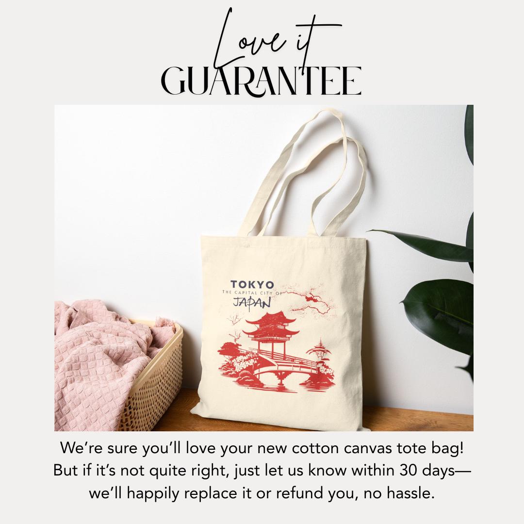 Tokyo Japan Scene Cotton Canvas Tote Bag Cherry Blossom Tote Bag Japan Tote for Travel Lovers Cultural Souvenir Gift from Tokyo Gift for Her