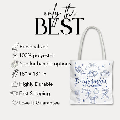 Personalized Bridesmaid Tote Bag Custom Bridesmaid Proposal Gift Wedding Party Bag for Bridesmaids Bridal Shower Tote Bachelorette Party