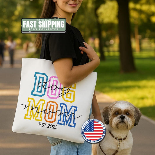 Dog Mom Tote Bag Personalized "EST. 2025" Gift for Dog Lovers Trendy Pet Owner Gift Pet Mom Gift Idea Dog Parent Tote Bag Gift for Dog Mom