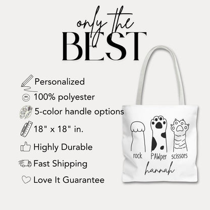 Personalized Rock PAWper Scissors Tote Bag Dog Mom Gift Cute Dog Tote Bag Grocery Bag for Dog Owner Bag for Dog Walks Parks and Everyday Us
