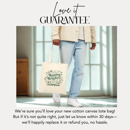 Eco-Friendly Cotton Tote Bag - "Raising Readers" Design for Book Lovers, Gifts for Teachers, Reading Enthusiasts, Library Bags, Cute Tote