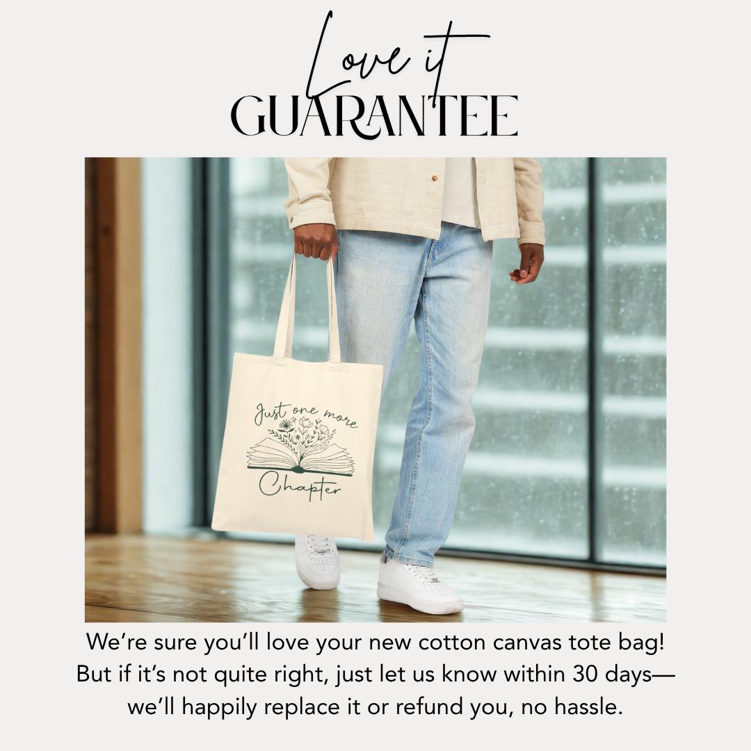 Just One More Chapter Tote Bag Book Lover Gift Aesthetic Reader Bag Literary Tote for Women Eco-Friendly Bookish Bag Tote for Bookworms