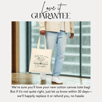 Just One More Chapter Tote Bag Book Lover Gift Aesthetic Reader Bag Literary Tote for Women Eco-Friendly Bookish Bag Tote for Bookworms