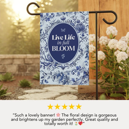 Garden Banner Floral Outdoor Yard Decor Live Life in Full Bloom Spring Garden Gift Home and Garden Decoration House Flag for Spring Display