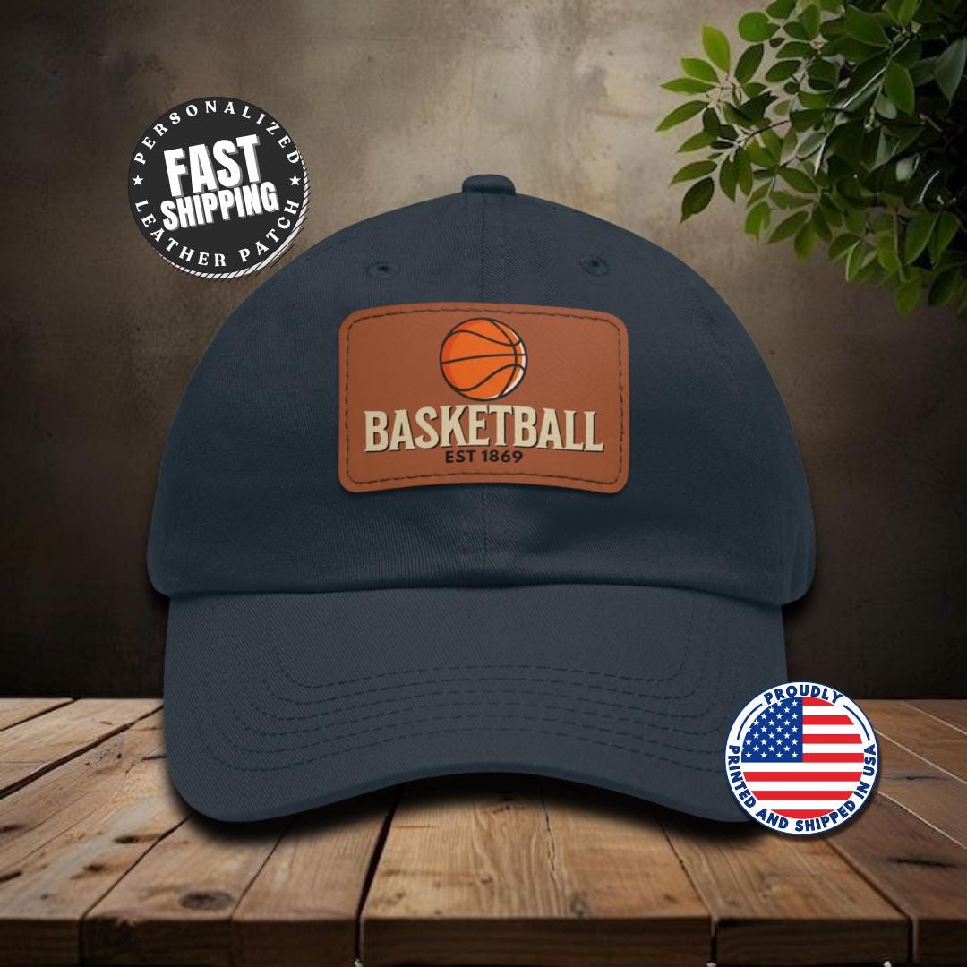 Personalized Basketball Dad Hat with Leather Patch Sport Cap Gift for Him Father's Day Basketball Fan Apparel Athletic Dad Cap Coach Gift