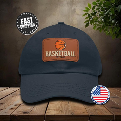 Personalized Basketball Dad Hat with Leather Patch Sport Cap Gift for Him Father's Day Basketball Fan Apparel Athletic Dad Cap Coach Gift