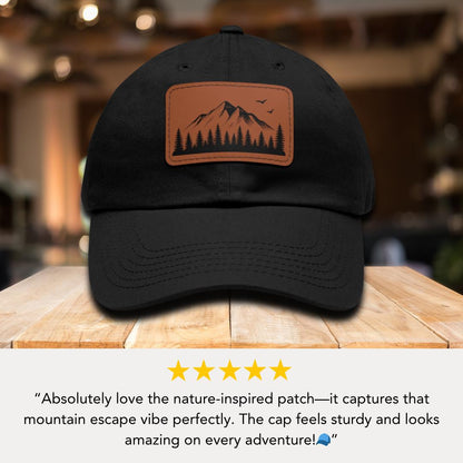 Mountain Adventure Leather Patch Dad Hat Outdoor Dad Cap Gift for Dad Hiking Hat Unisex Cap for Hiking, Camping, & Outdoor Travel Gift