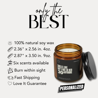 Personalized Funny Scented Soy Candle Birthday Gift for Friends and Workmates Unique Gift Idea Custom Age Candle Jar Gift for Milestone Age