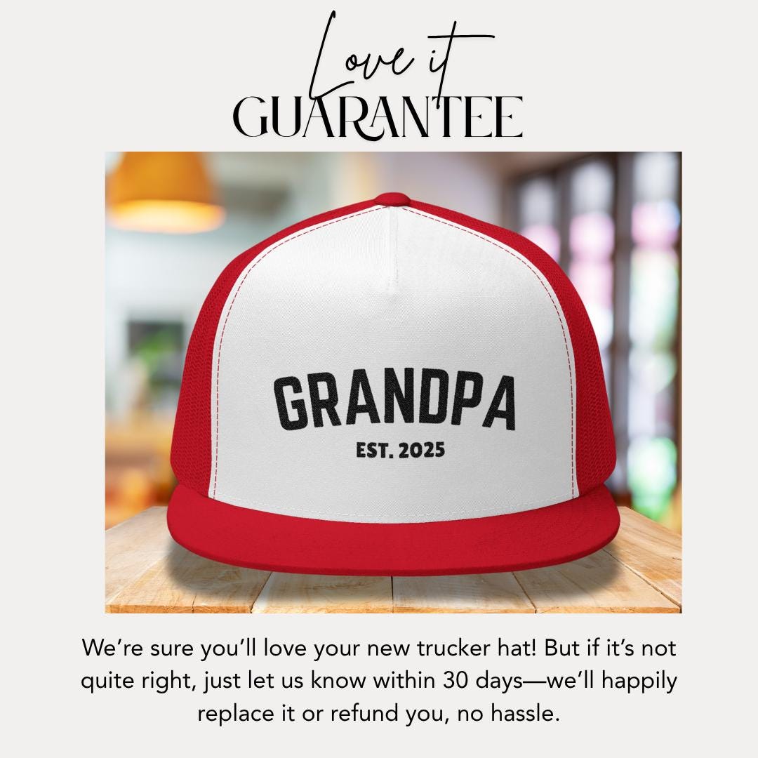 Personalized Grandpa Embroidered 5 Panel Trucker Hat Custom Trucker Cap Retro Dad Hat Gift Idea Grandpa Vibes Gift for Dad, Grandpa, Husband
