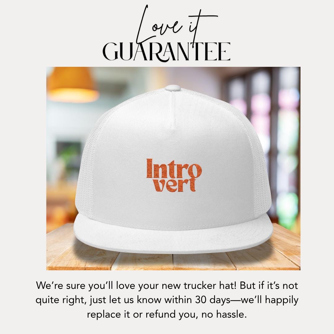 Introvert Embroidered 5 Panel Trucker Hat Introvert Trucker Cap Gift for Him or Her Cool Minimalist Hat Gift Introvert Unisex Cap Gift Idea