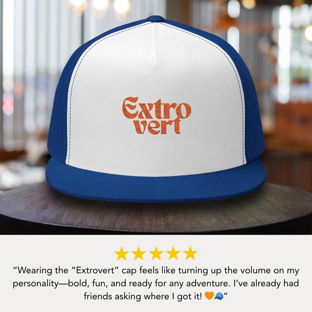 Extrovert Embroidered 5 Panel Trucker Hat Extrovert Trucker Cap Gift for Him or Her Hat Gift for Social Butterflies Hat for Outgoing People