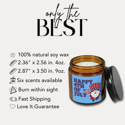 Fourth of July Scented Soy Candle Patriotic Amber Jar DIY Gift Home Décor Celebration Candle USA Independence Day Patriotic Scented Candle