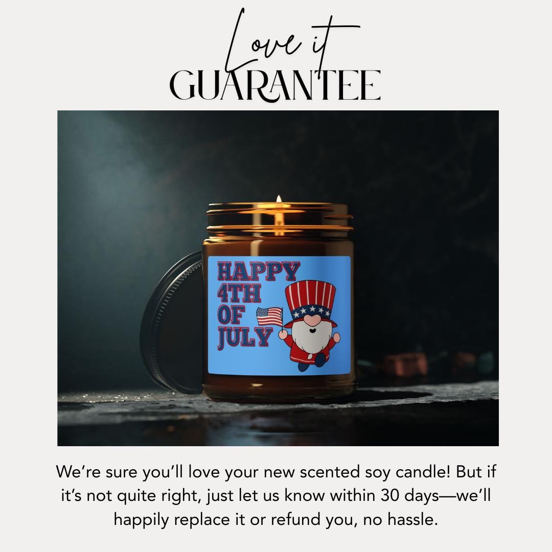 Fourth of July Scented Soy Candle Patriotic Amber Jar DIY Gift Home Décor Celebration Candle USA Independence Day Patriotic Scented Candle