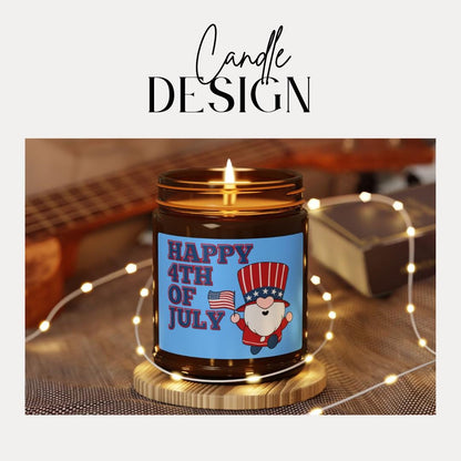 Fourth of July Scented Soy Candle Patriotic Amber Jar DIY Gift Home Décor Celebration Candle USA Independence Day Patriotic Scented Candle